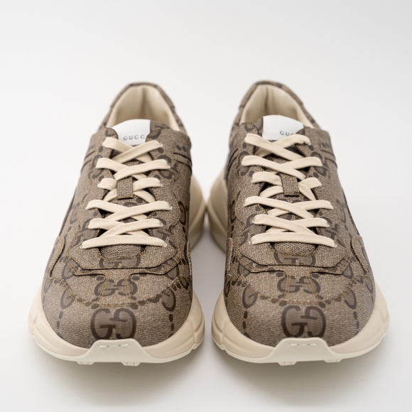 Size 15.5G - Gucci 100 Rhyton Sneaker Beige Monogram Macro GG Canvas - Picture 2 of 13